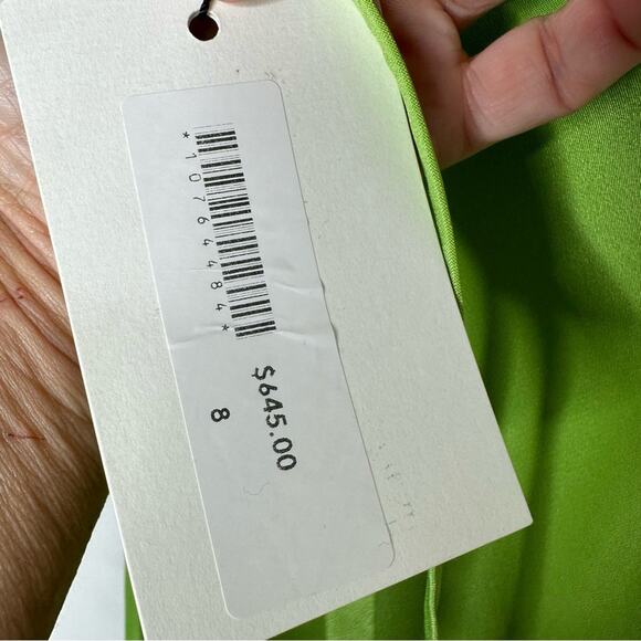 CHRISTOPHER ESBER Silk Faille Loophole Tie Skirt Green Apple NWT in Size 8 - Picture 8 of 13